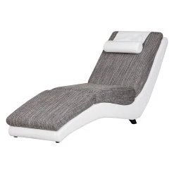 Chaise longue de relaxation Carson - Cuir synthétique blanc & Tissu structuré gris clair | Roomscape