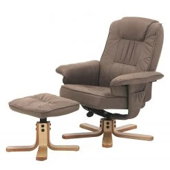 Modoform Fauteuil de Relaxation Canillo I - Aspect Cuir Vieilli Gris Congo avec Repose-Pieds