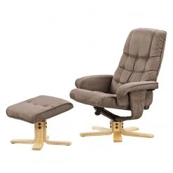 Modoform Fauteuil de relaxation Sund avec repose-pieds en microfibre beige chaud
