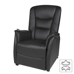 Modoform Fauteuil TV Sylt Motorisé - Cuir Synthétique Noir, Design Érable/Orange - Siège Relax avec Assistance pour se Lever