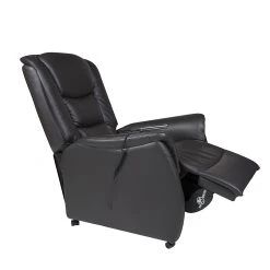 Modoform Fauteuil TV Sylt Motorisé - Cuir Synthétique Noir, Design Érable/Orange - Siège Relax avec Assistance pour se Lever -Pas Cher Fauteuils Magasin relaxsessel sylt mit motor und aufstehhilfe echtleder schwarz 373373