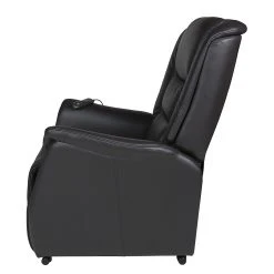 Modoform Fauteuil TV Sylt Motorisé - Cuir Synthétique Noir, Design Érable/Orange - Siège Relax avec Assistance pour se Lever -Pas Cher Fauteuils Magasin relaxsessel sylt mit motor und aufstehhilfe echtleder schwarz 373381