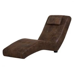 Chaise longue de relaxation Ohara - Cuir synthétique vieilli marron | Roomscape