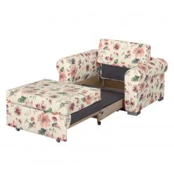 Mooved Fauteuil Convertible Latina VIII - Fauteuil 1 Place en Tissu Beige et Rouge, Confort et Élégance -Pas Cher Fauteuils Magasin schlafsessel latina iii flachgewebe gebluemt beige rot 3641313