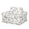 Fauteuil 1 place convertible Mooved Latina VII - Tissu Blanc/Gris - Confort et Style -Pas Cher Fauteuils Magasin schlafsessel lepe gebluemt weiss grau 4134120