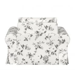 Fauteuil 1 place convertible Mooved Latina VII - Tissu Blanc/Gris - Confort et Style -Pas Cher Fauteuils Magasin schlafsessel lepe gebluemt weiss grau 4134136