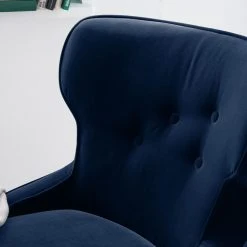 Maison Belfort Fauteuil à oreilles Audrey en Velours - Confort et Élégance -Pas Cher Fauteuils Magasin sessel audrey samt dunkelblau 5182428