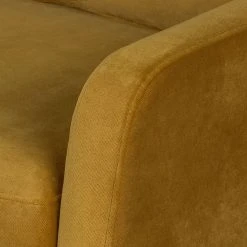 Jack & Alice Fauteuil Blomma en Velours Jaune Moutarde avec Pieds en Noyer - Confort et Style -Pas Cher Fauteuils Magasin sessel blomma samtstoff senfgelb nussbaum 3670857