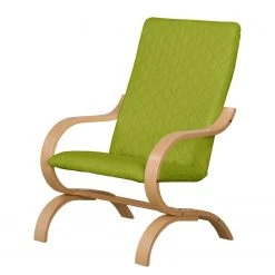 Fauteuil Modoform Bueno Vista - Vert Gazon avec Accents Beige et Structure en Hêtre