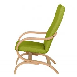 Fauteuil Modoform Bueno Vista - Vert Gazon avec Accents Beige et Structure en Hêtre -Pas Cher Fauteuils Magasin sessel bueno vista strukturstoff buche natur grasgruen 4617380