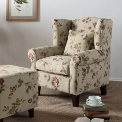Maison Belfort Fauteuil Red Rose - Beige - Sans repose-pieds | Confort et Élégance -Pas Cher Fauteuils Magasin sessel colmar webstoff floral ohne hocker beige 4836508