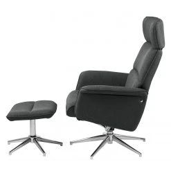 Fredriks Fauteuil Dingle avec repose-pieds - Tissu Gris - Fauteuil 1 place confortable -Pas Cher Fauteuils Magasin sessel dingle mit hocker webstoff grau 4068728