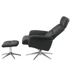 Fredriks Fauteuil Dingle avec repose-pieds - Tissu Gris - Fauteuil 1 place confortable -Pas Cher Fauteuils Magasin sessel dingle mit hocker webstoff grau 4068732