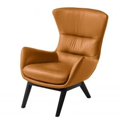 Fauteuil Hepburn I - Cuir véritable Neka en Cognac et Noir | Studio Copenhagen