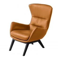 Fauteuil Hepburn I - Cuir véritable Neka en Cognac et Noir | Studio Copenhagen -Pas Cher Fauteuils Magasin sessel hepburn echtleder echtleder neka cognac 5024040