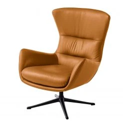 Studio Copenhagen Fauteuil Hepburn III en Cuir Véritable Neka - Cognac et Noir | Fauteuil 1 Place