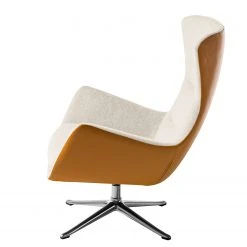 Studio Copenhagen Fauteuil Hepburn III - Beige / Cognac - Chrome brillant | Fauteuil 1 place élégant -Pas Cher Fauteuils Magasin sessel hepburn ii webstoff echtleder beige cognac 5022184