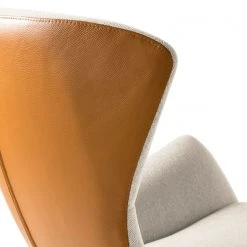 Studio Copenhagen Fauteuil Hepburn III - Beige / Cognac - Chrome brillant | Fauteuil 1 place élégant -Pas Cher Fauteuils Magasin sessel hepburn ii webstoff echtleder beige cognac 5022200