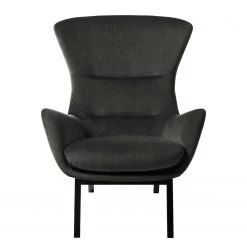 Fauteuil 1 place Studio Copenhagen Hepburn I - Velours Shyla : Vert de gris - Noir | Confort et Élégance -Pas Cher Fauteuils Magasin sessel hepburn samt schwarz stoff shyla rauchgruen 5017000