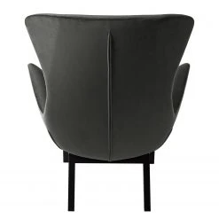 Fauteuil 1 place Studio Copenhagen Hepburn I - Velours Shyla : Vert de gris - Noir | Confort et Élégance -Pas Cher Fauteuils Magasin sessel hepburn samt schwarz stoff shyla rauchgruen 5017008
