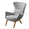 Fauteuil Studio Copenhagen Hepburn I - Gris clair / Gris - Chêne foncé | Design et Confort -Pas Cher Fauteuils Magasin sessel hepburn webstoff echtleder hellgrau grau 5020904