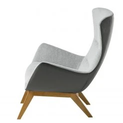 Fauteuil Studio Copenhagen Hepburn I - Gris clair / Gris - Chêne foncé | Design et Confort -Pas Cher Fauteuils Magasin sessel hepburn webstoff echtleder hellgrau grau 5020916