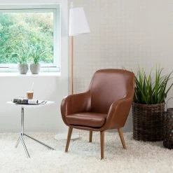 Fauteuil Livengood Mørteens - Imitation cuir marron pour salon élégant -Pas Cher Fauteuils Magasin sessel livengood kunstleder braun 4908376