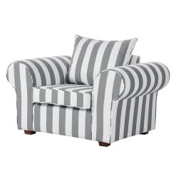 Maison Belfort Fauteuil Colmar - Tissu gris à rayures | Fauteuil 1 place élégant et confortable
