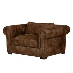 Ars Manufacti Fauteuil Mallow - Fauteuil 1 place en cuir vieilli marron - Design élégant et confortable