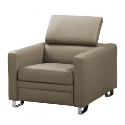 Fredriks Fauteuil Menfi - Cuir véritable Taupe - Fauteuil 1 place élégant et confortable