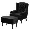 Fauteuil à oreilles Miscol Noir avec repose-pieds - Maison Belfort -Pas Cher Fauteuils Magasin sessel miscol samt mit hocker schwarz 4887708