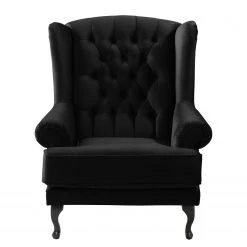 Fauteuil à oreilles Miscol Noir avec repose-pieds - Maison Belfort -Pas Cher Fauteuils Magasin sessel miscol samt mit hocker schwarz 4887716