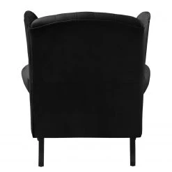 Fauteuil à oreilles Miscol Noir avec repose-pieds - Maison Belfort -Pas Cher Fauteuils Magasin sessel miscol samt mit hocker schwarz 4887724