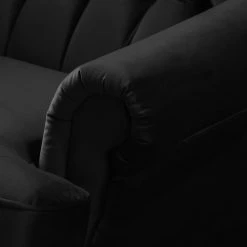 Fauteuil à oreilles Miscol Noir avec repose-pieds - Maison Belfort -Pas Cher Fauteuils Magasin sessel miscol samt mit hocker schwarz 4887752