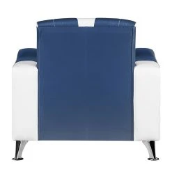 Studio Monroe Fauteuil Nixa - Cuir Synthétique Blanc & Bleu Foncé - Fauteuil 1 Place -Pas Cher Fauteuils Magasin sessel nixa kunstleder weiss dunkelblau 435877