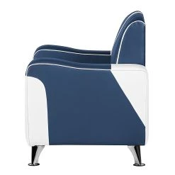 Studio Monroe Fauteuil Nixa - Cuir Synthétique Blanc & Bleu Foncé - Fauteuil 1 Place -Pas Cher Fauteuils Magasin sessel nixa kunstleder weiss dunkelblau 435878