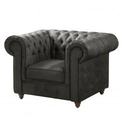 Maison Belfort Fauteuil Chesterfield Pintano - Gris foncé | Fauteuil 1 place haut de gamme