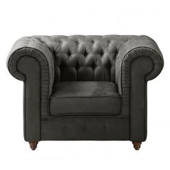 Maison Belfort Fauteuil Chesterfield Pintano - Gris foncé | Fauteuil 1 place haut de gamme -Pas Cher Fauteuils Magasin sessel pintano antiklederoptik dunkelgrau 4895916