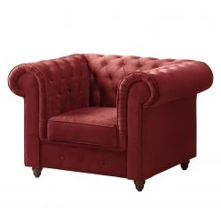 Maison Belfort Fauteuil Chesterfield Pintano Rouge - Fauteuil 1 Place Luxueux