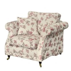 Fauteuil 1 place Maison Belfort Rosehearty - Tissu Crème & Rose - Confort et Élégance