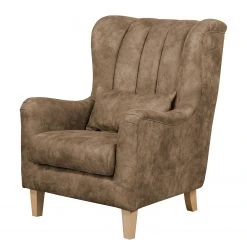 Fauteuil Bergère Ars Natura Shenton - Cuir Vieilli Latte Macchiatto - Confort Élégant