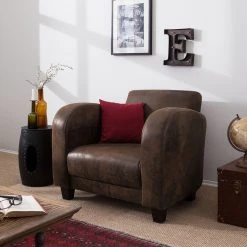 Fauteuil Tullow - Aspect vieux cuir marron foncé | Fauteuil 1 place design et confortable | Ars Manufacti -Pas Cher Fauteuils Magasin sessel tullow antiklederoptik dunkelbraun 4972176