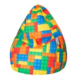 SITTING POINT Pouf Poire BeanBag Bricks L - Tissu Multicolore - Confort et Style