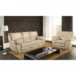 Fauteuil Torsby en Cuir Véritable Modoform - Confort et Élégance -Pas Cher Fauteuils Magasin sofa torsby 3 sitzer echtleder beige 4790132