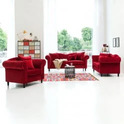 Jack & Alice Fauteuil York - Rouge | Fauteuil 1 place design et confortable -Pas Cher Fauteuils Magasin sofa york 3 sitzer samt stoff chepi rot 4776312